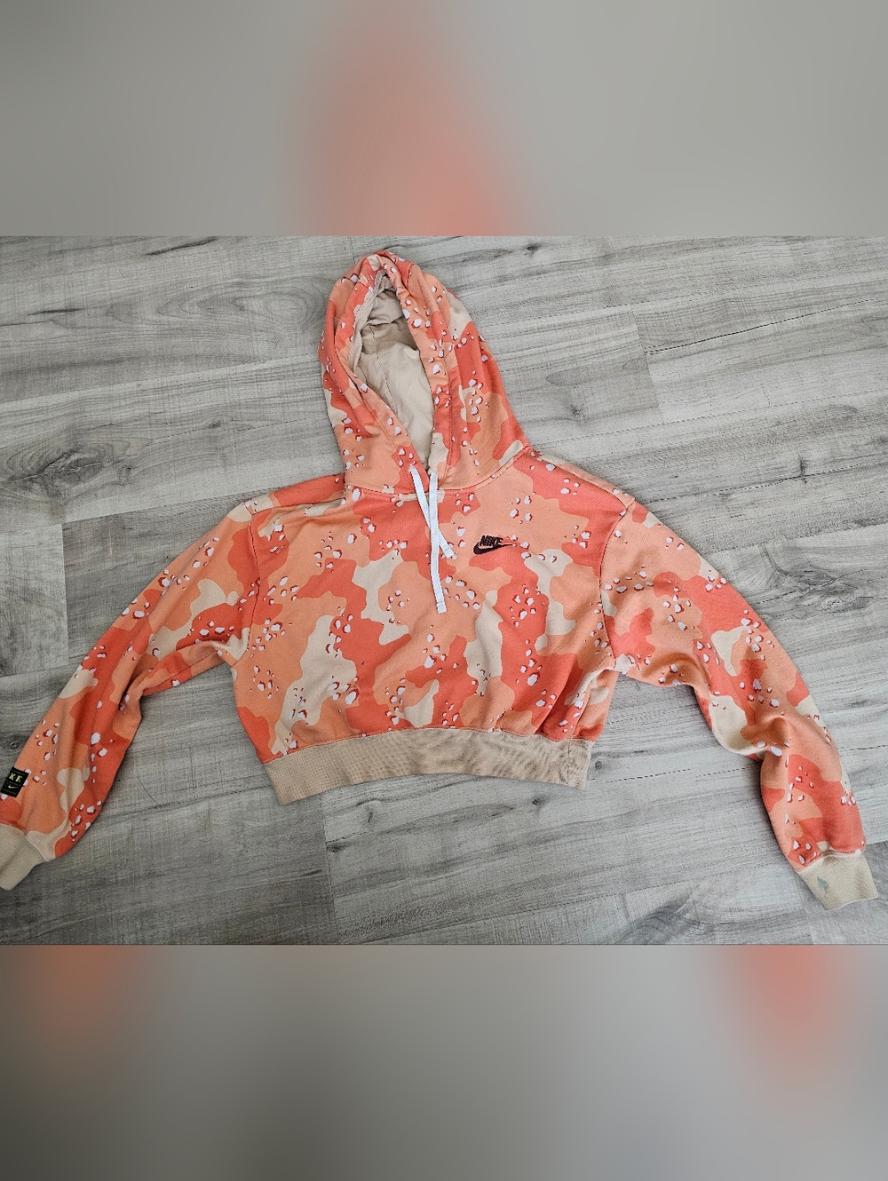 Nike Orange Camo Cropped Hoodie